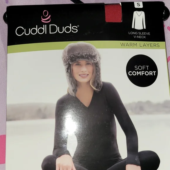 Cuddl Duds Crimson SoftWear Long Sleeve V-Neck Soft Comfort Warm Layers - Picture 2 of 8